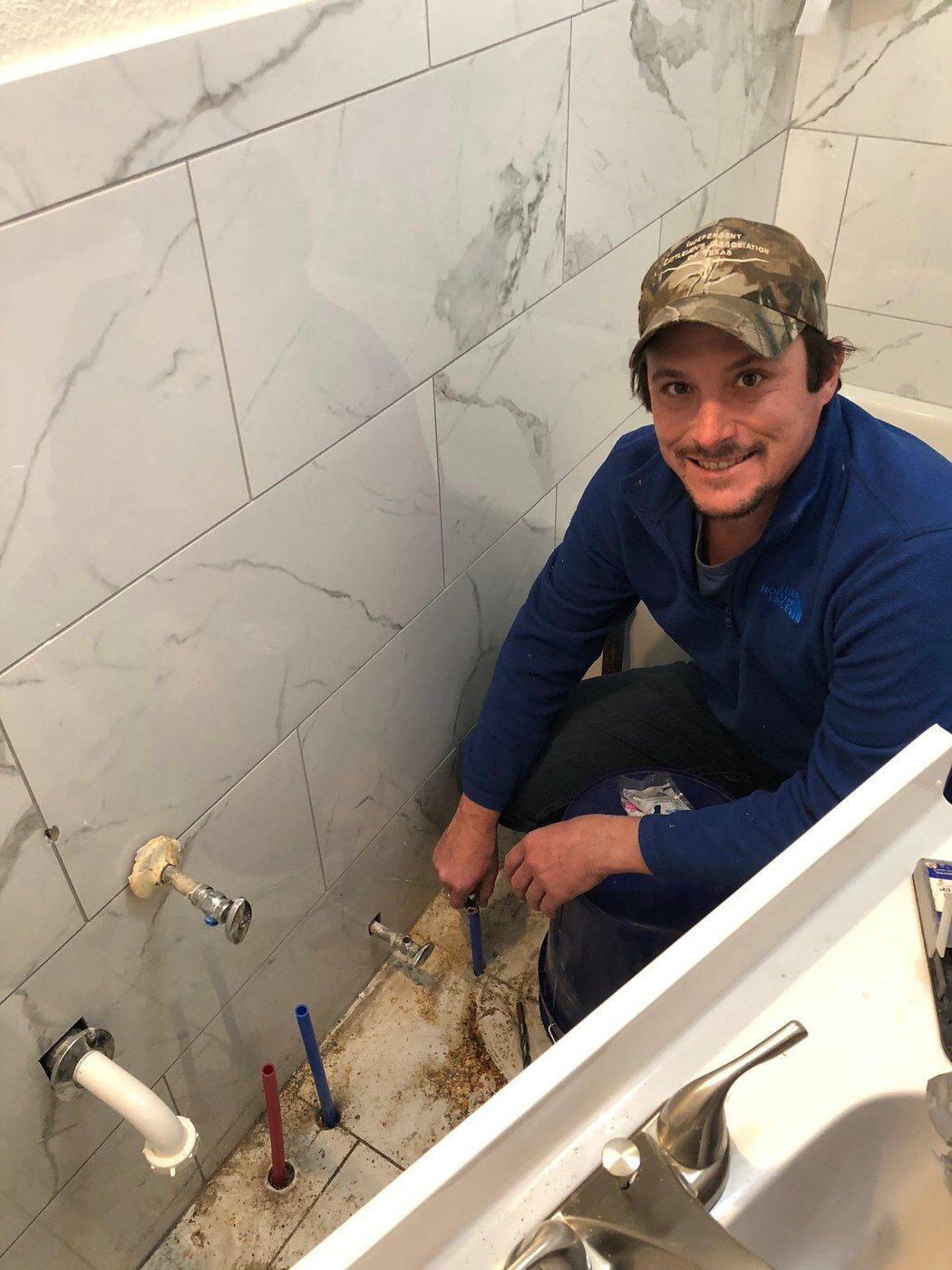 Marble tile bathroom remodel Austin TX