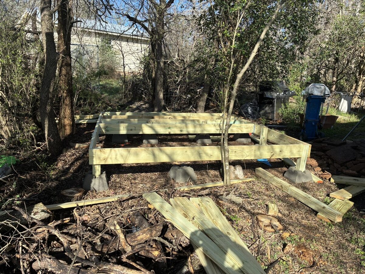Deck frame construction start Austin TX