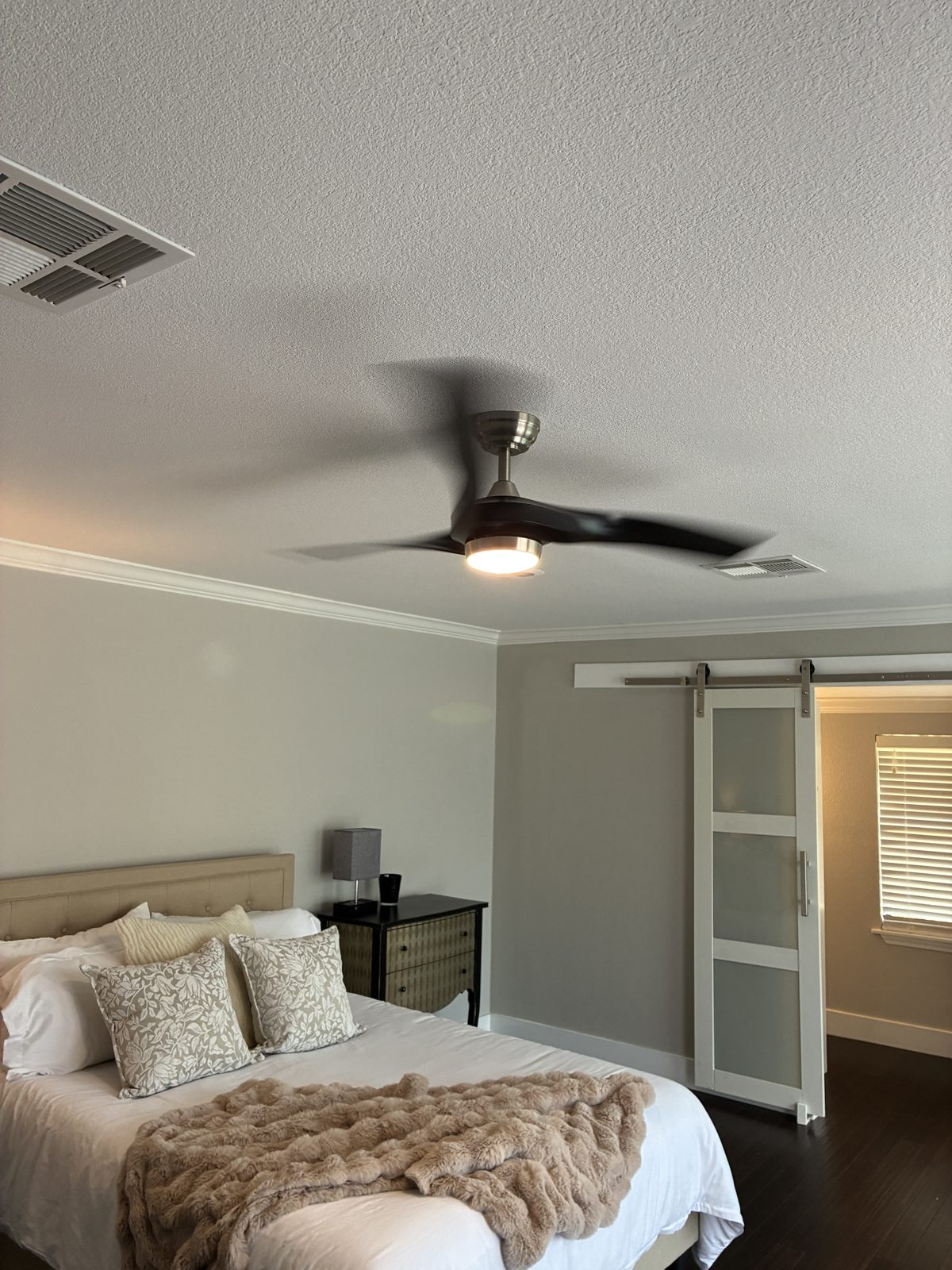 Finished bedroom ceiling fan installation Austin TX