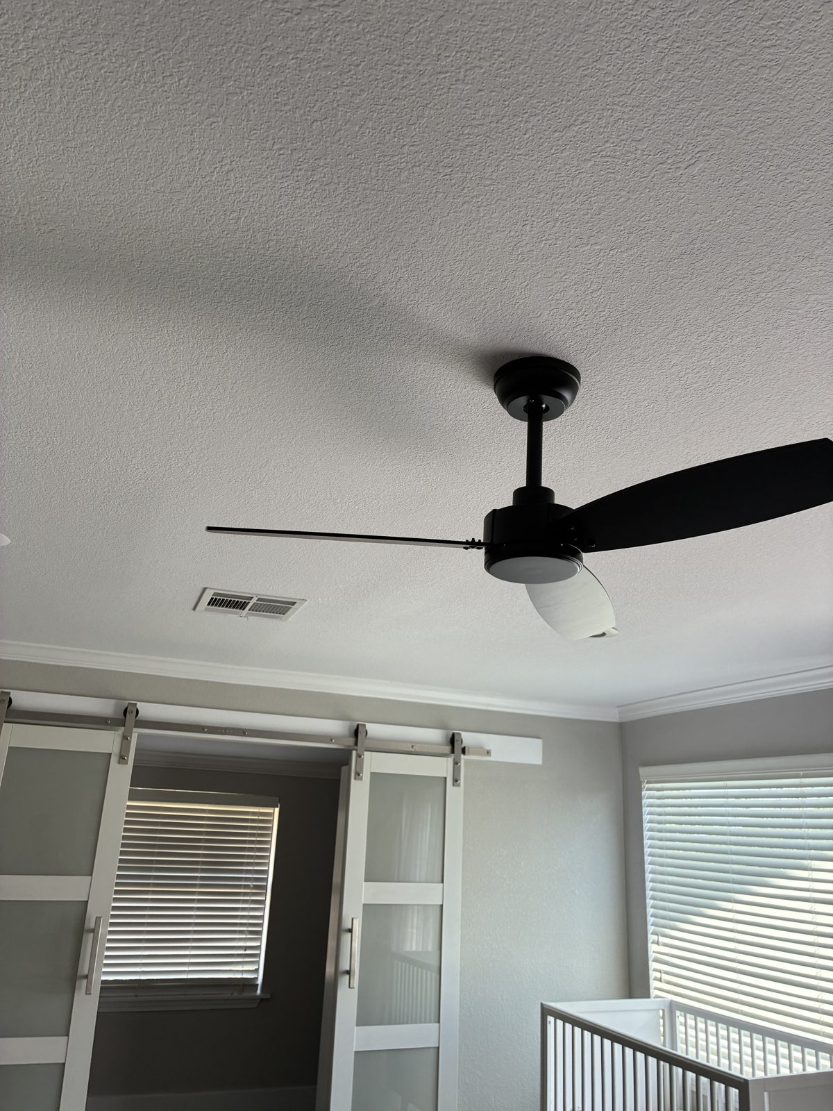 Finished nursery ceiling fan installation Austin TX