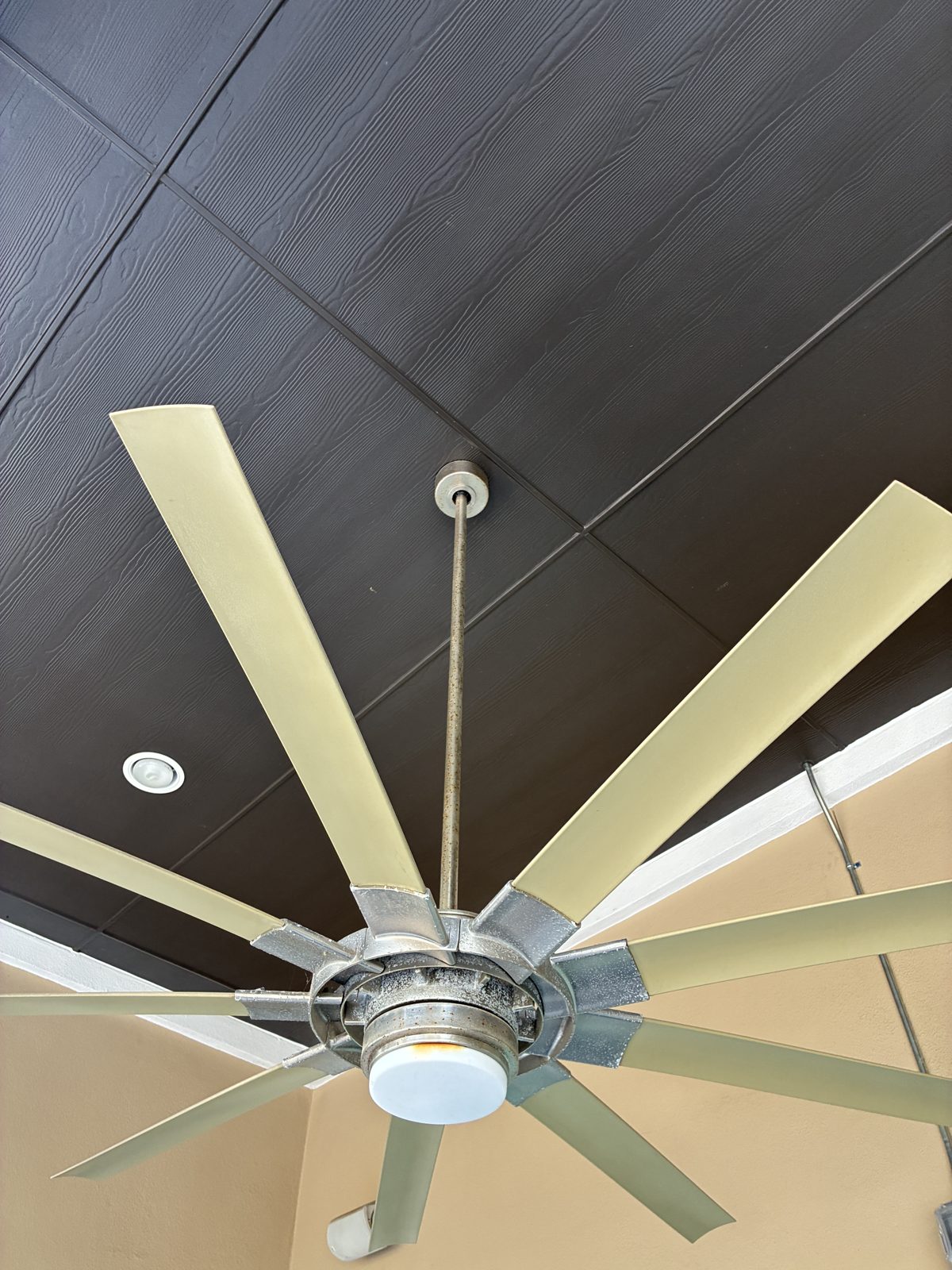 Large covered patio ceiling fan installation Austin TX