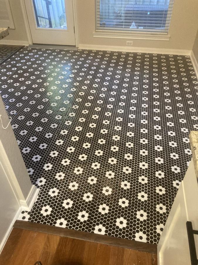 Penny tile floor installation Austin TX