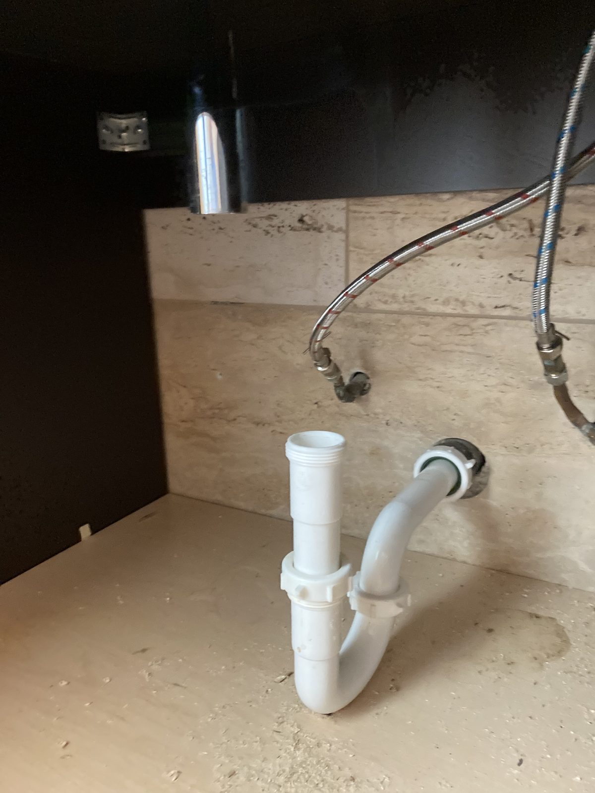 Under-sink drain and P-trap install
