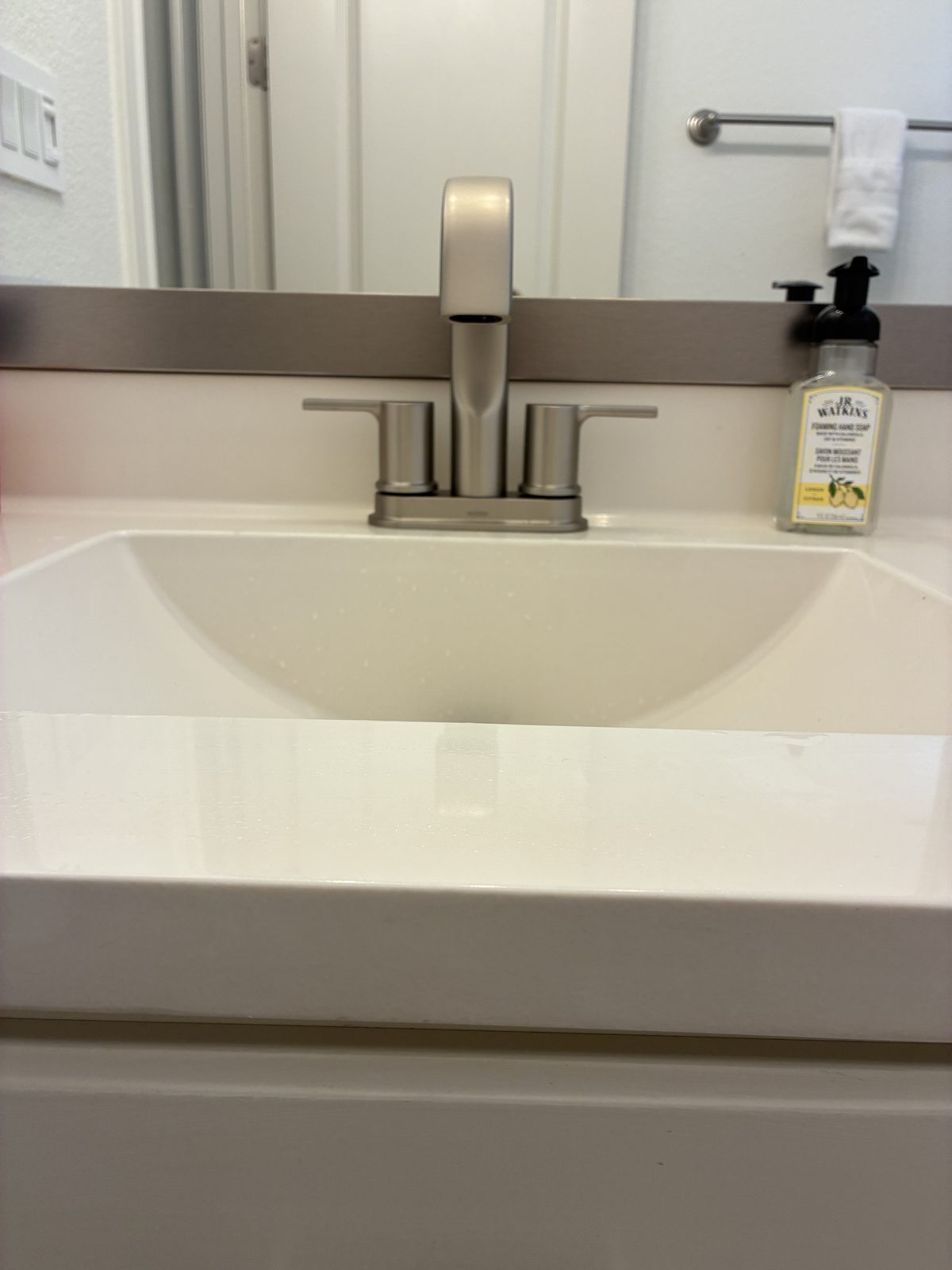 Finished vanity sink and faucet