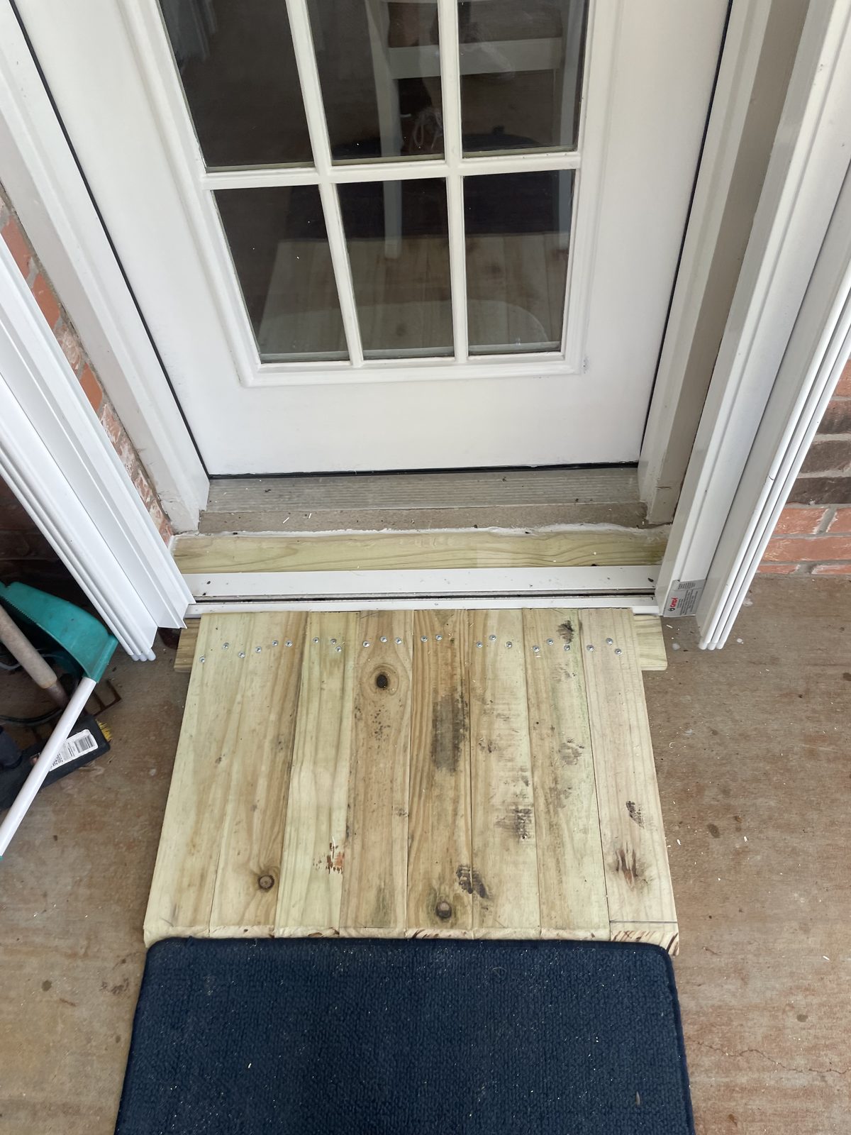 Exterior door with new wood threshold built